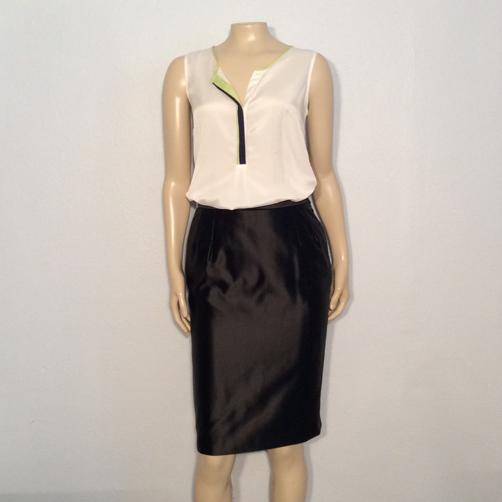 Yves Saint Laurent YSL black satin skirt